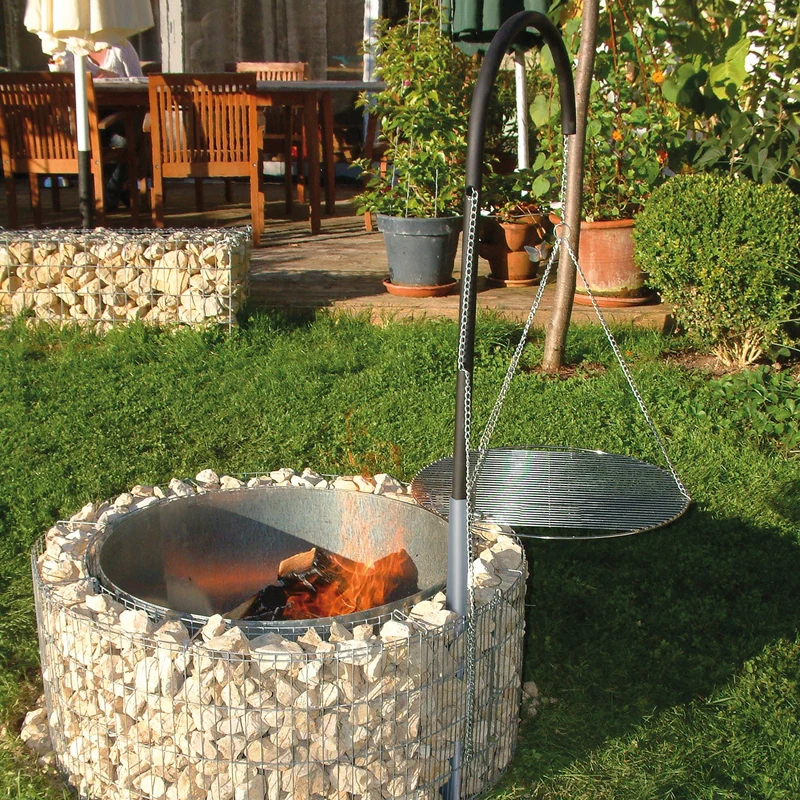 bellissa Feuer und Grillstelle inkl. Grillrost Galgen + Ketten Ø 92/72 cm H 40 cm
