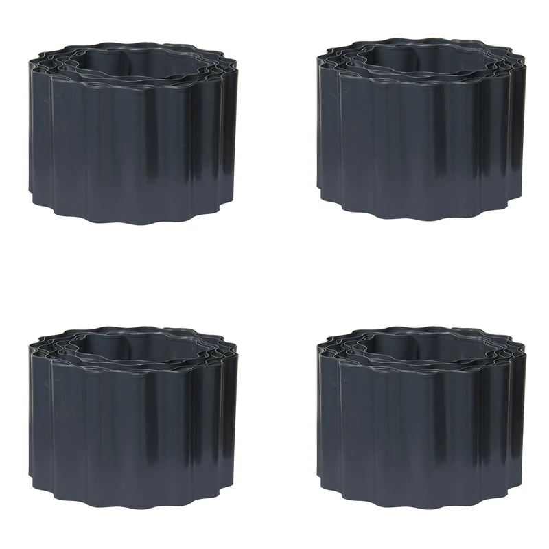 bellissa Metall Rasenkantenband Welle schwarz 500x14 cm (Sonderedition) - 4 Stück