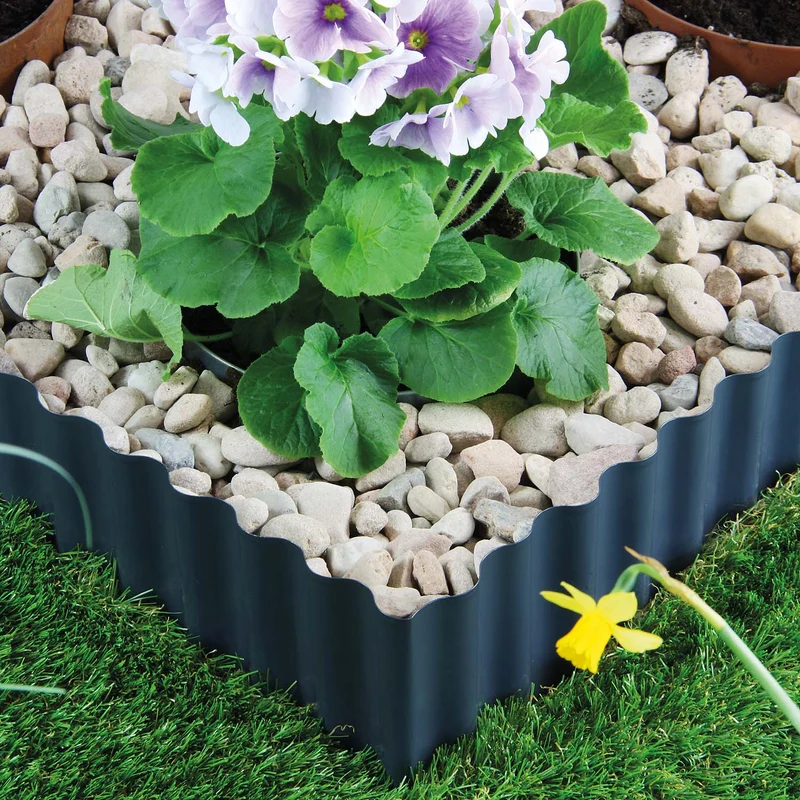 bellissa Metall Rasenkantenband Welle schwarz 500x14 cm (Sonderedition) - 4 Stück