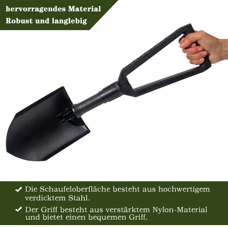 Klappspaten , Spaten Garten , Schaufel aus hochfestem Karbonstahl , Gebrauch für Outdoor-Aktivitäten, Camping, Schneeschaufeln, Gartenarbeit, Graben