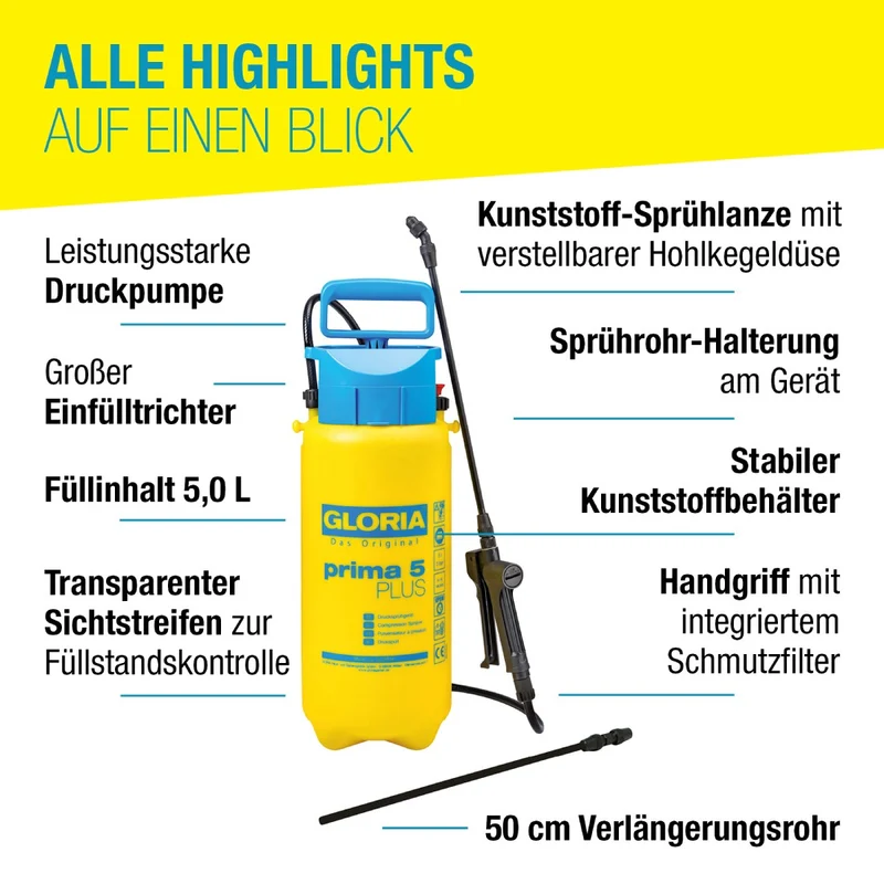 Drucksprühgerät prima 5 PLUS - Säurebeständig & leistungsstark