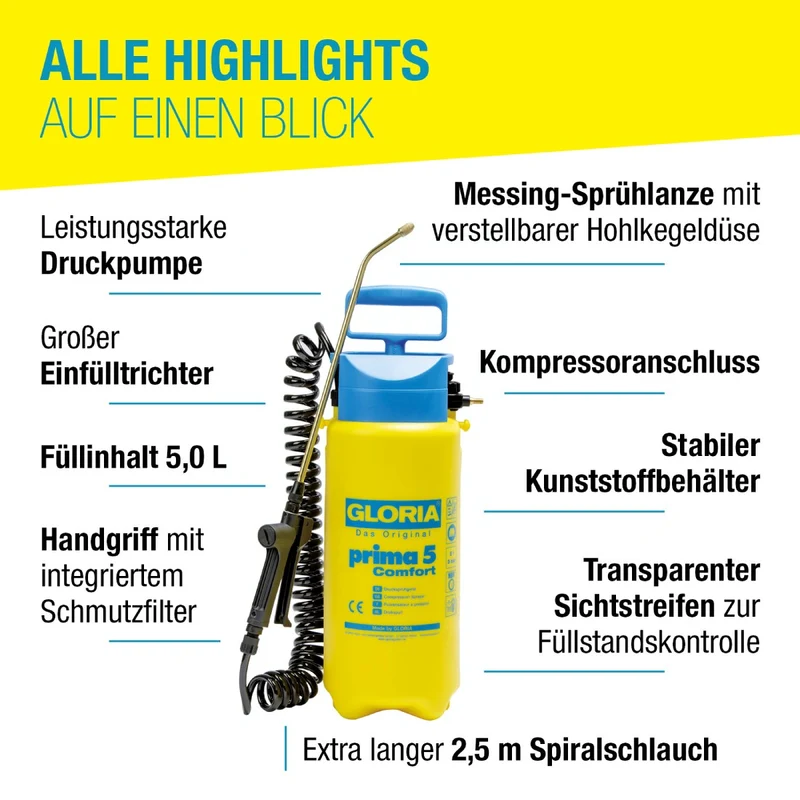 Drucksprühgerät prima 5 Comfort - Maximale Reichweite & Komfort
