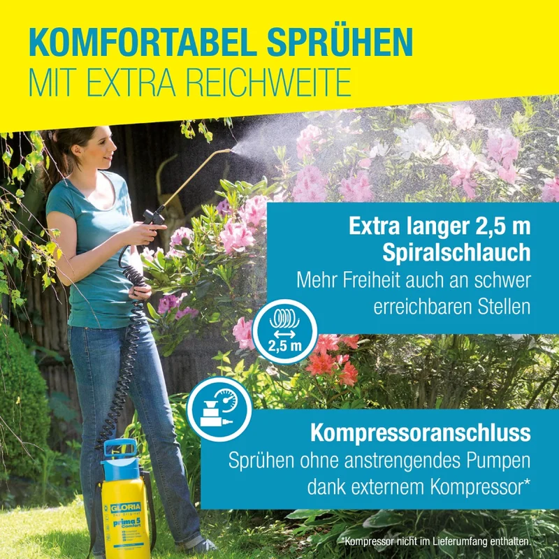 Drucksprühgerät prima 5 Comfort - Maximale Reichweite & Komfort