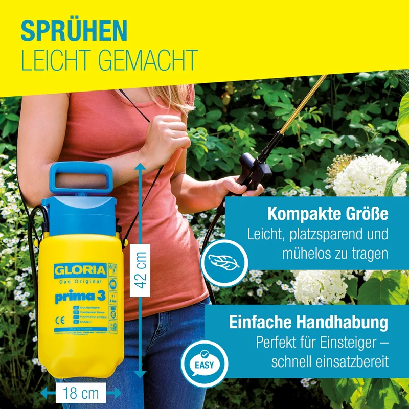 Drucksprühgerät prima 3 - Kompakte Gartenspritze für kleine Gärten