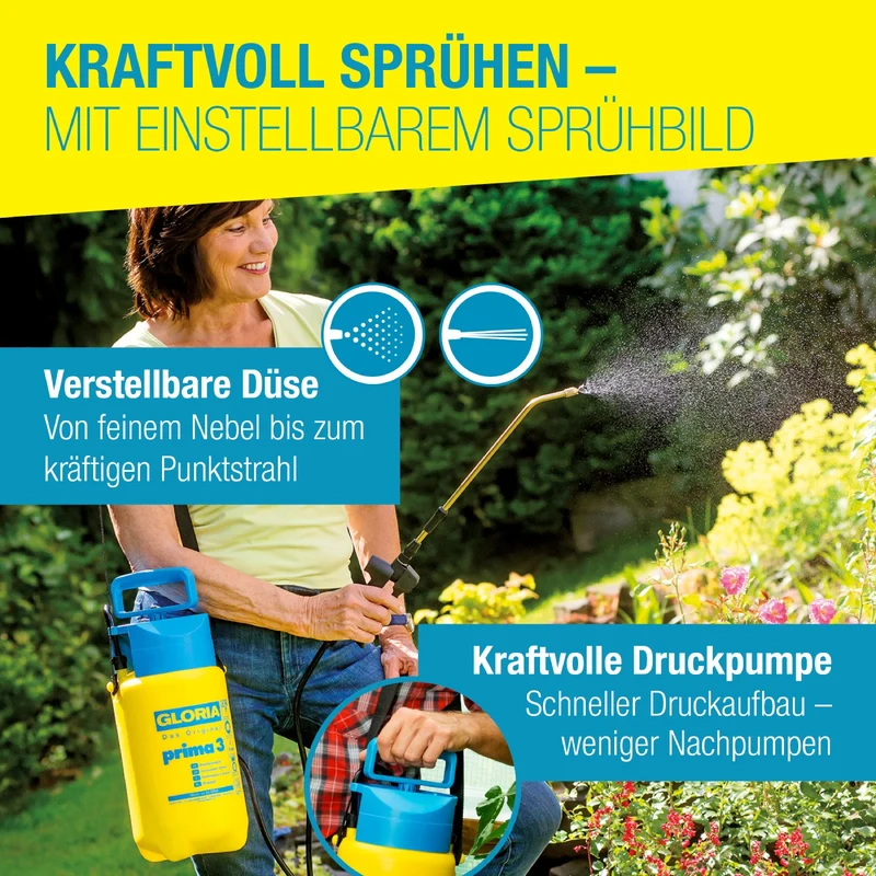 Drucksprühgerät prima 3 - Kompakte Gartenspritze für kleine Gärten