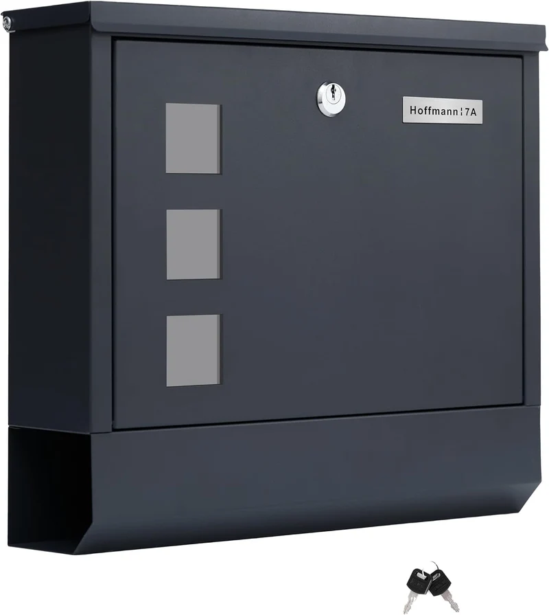 Briefkästen mit Zeitungsfach und Schloss Mailbox inkl. 2 Schlüssen Letter Box 9 x 31 x 35 cm