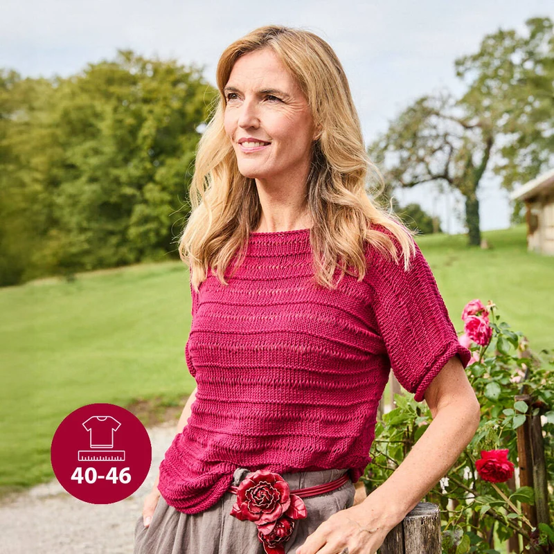 Strickset Baumwollshirt Weinrot Größe 40-46