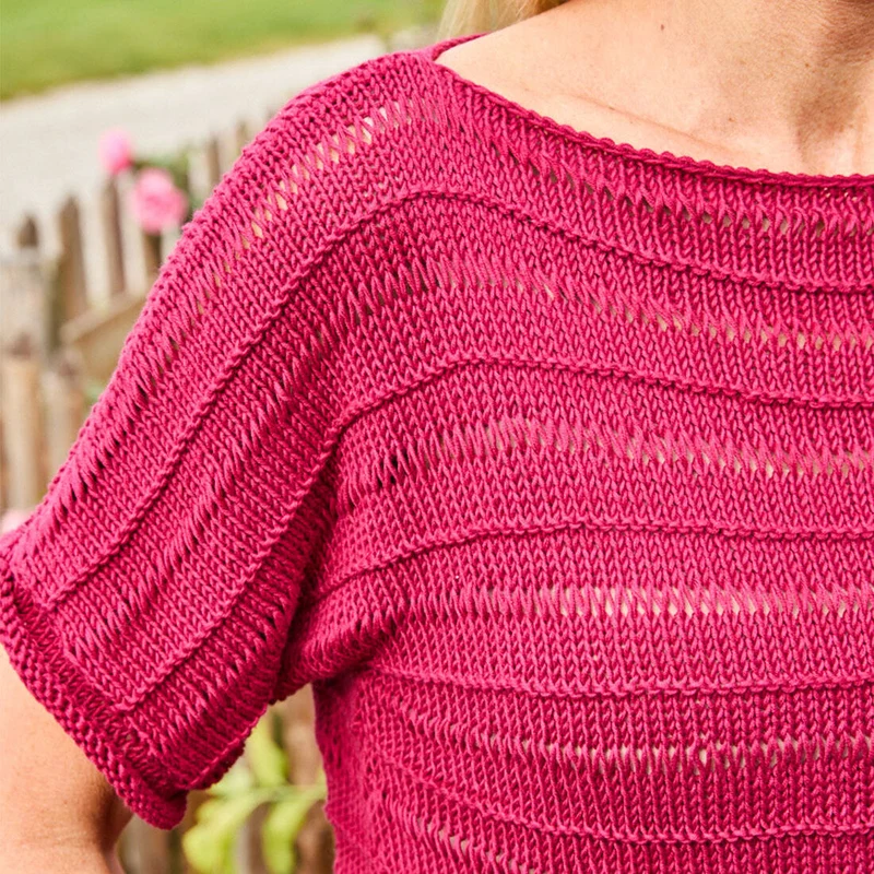 Strickset Baumwollshirt Weinrot Größe 40-46