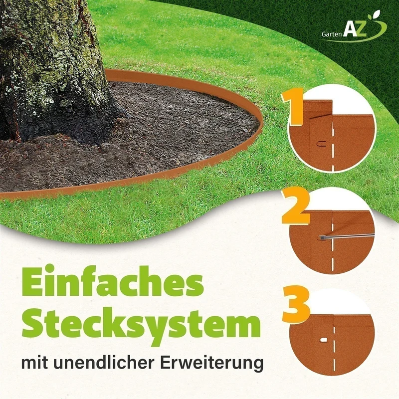 GartenAZ Metall Rasenkante corten 103x20 cm, Nutzlänge 100 cm