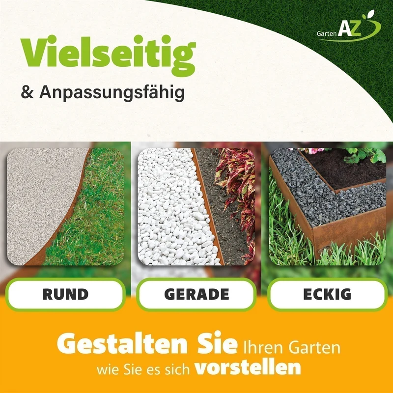 GartenAZ Metall Rasenkante corten 103x20 cm, Nutzlänge 100 cm