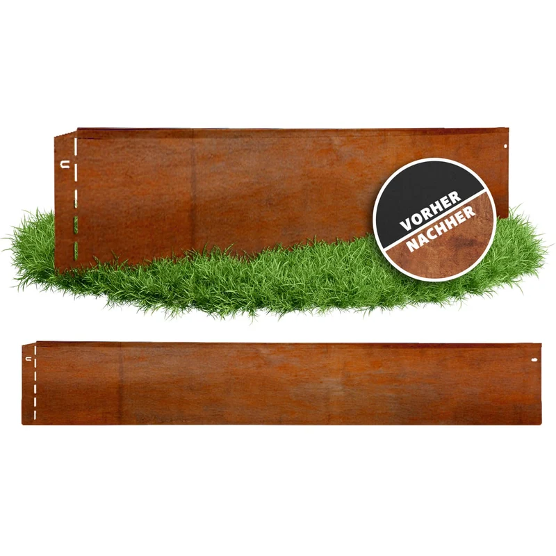 GartenAZ Metall Rasenkante corten 103x13 cm, Nutzlänge 100 cm