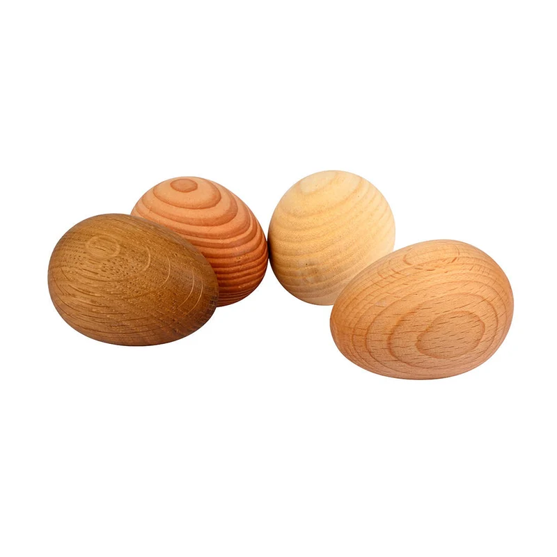 Dekoeier in vier Holzarten (4er-Set)