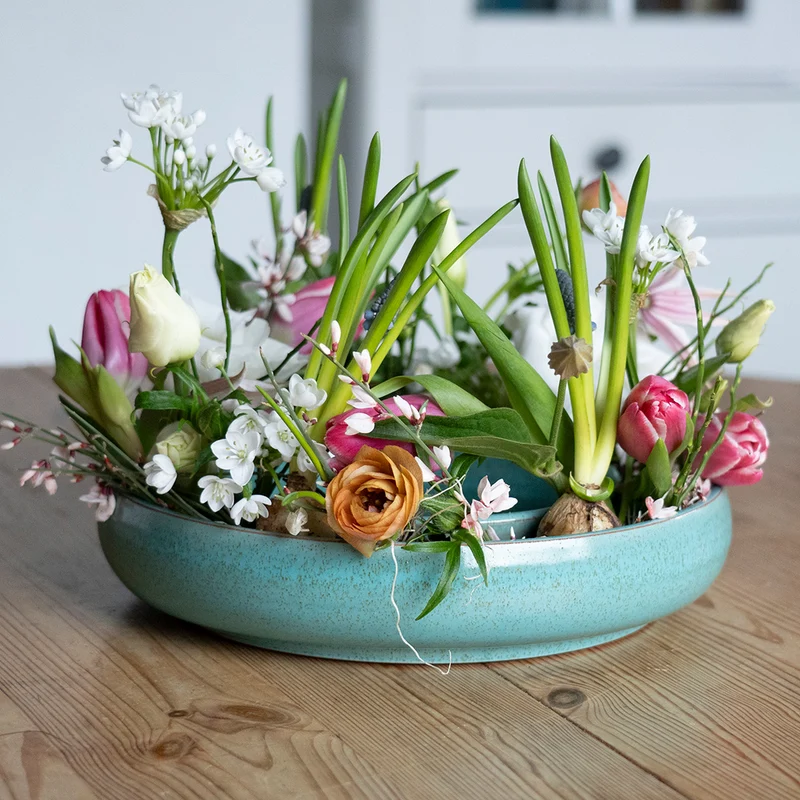 Blumenring Türkis aus Keramik