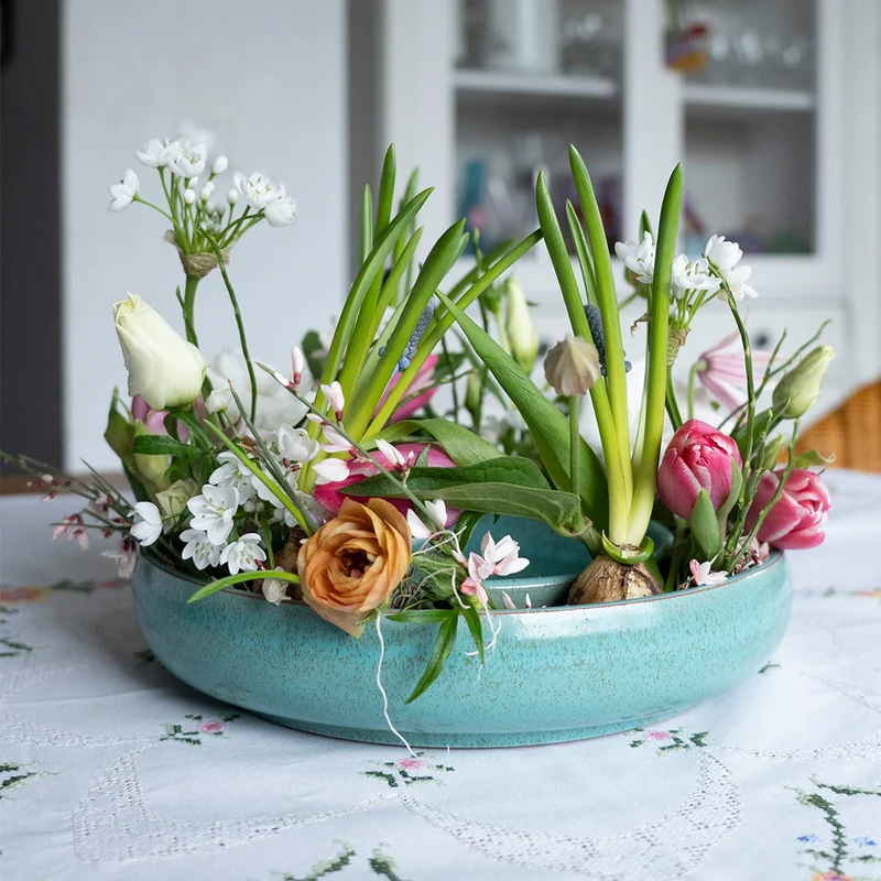 Blumenring Türkis aus Keramik