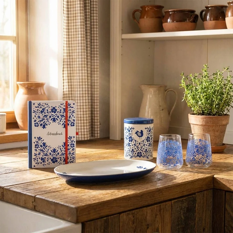 Trinkgläser Blaue Blumen (2er-Set)