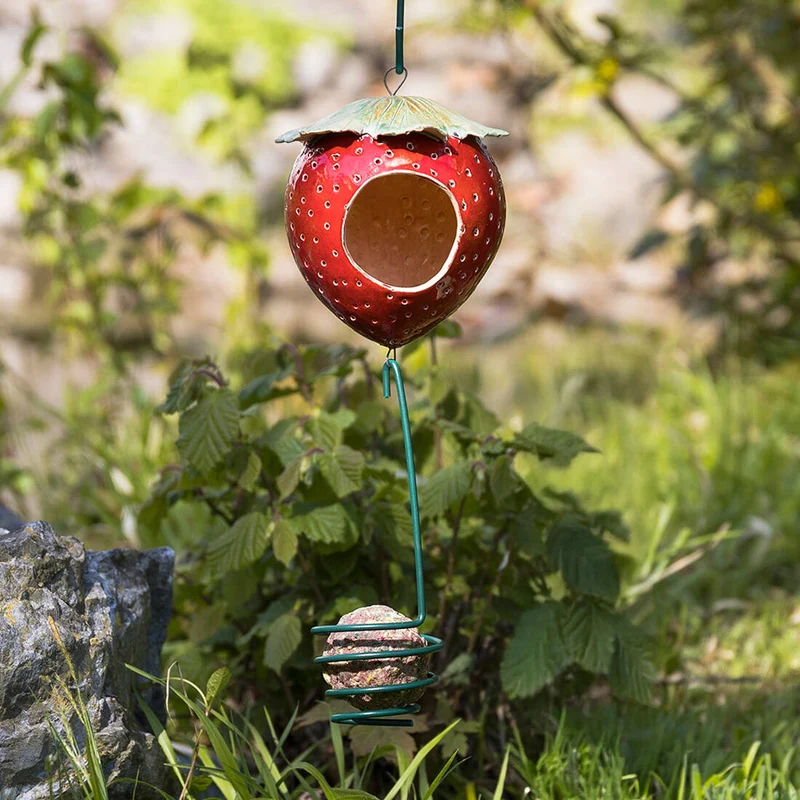 Vogeltränke und Futterhaus Erdbeere