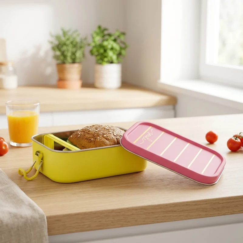 Lunchbox Streifen aus Edelstahl