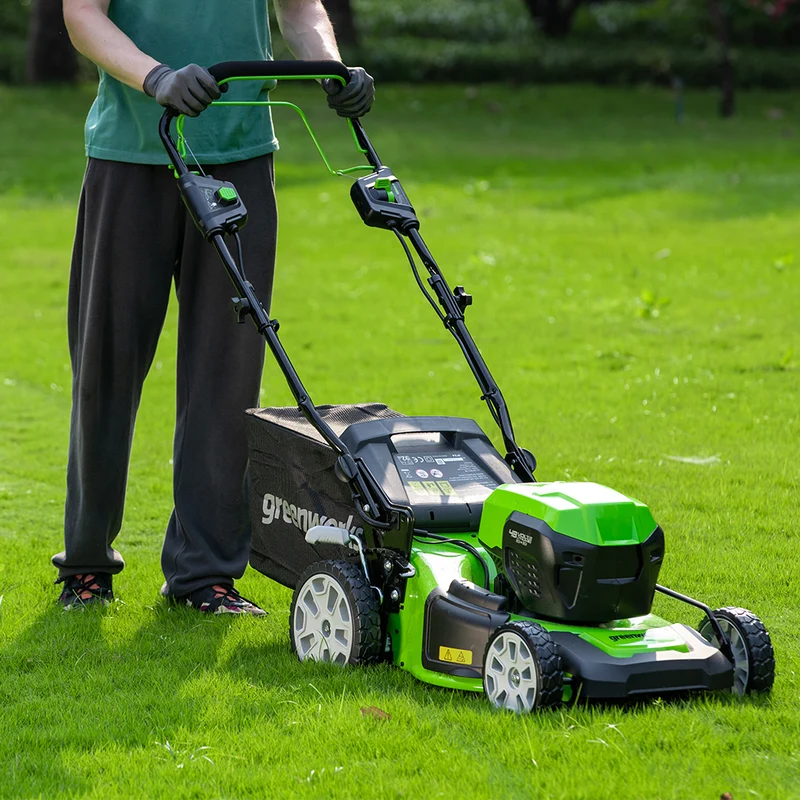 POWERALL 48V (24V x 2) Rasenmäher 46cm mit Radantrieb - 2x 4Ah Akkus