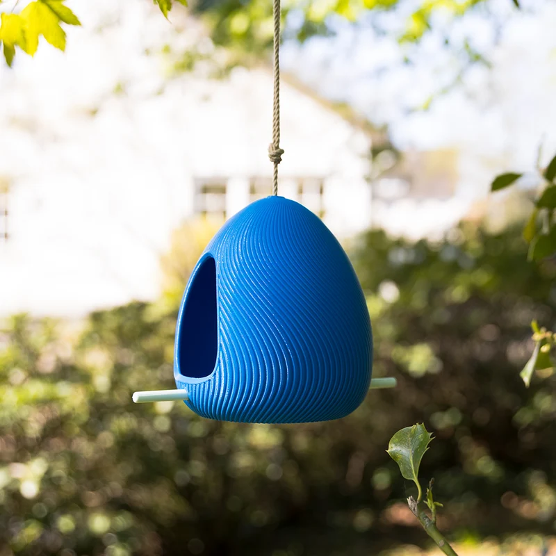 Vogelfutterhaus Blau mit Aufhängung