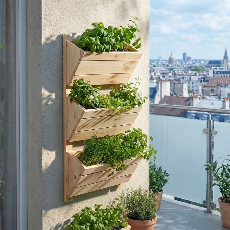 Wandbeet mit 3 Pflanzkästen
