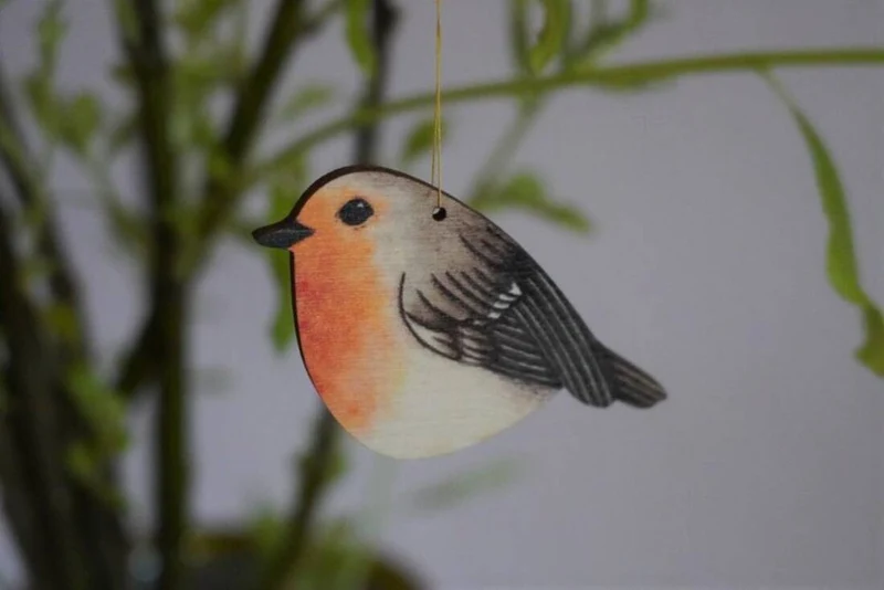 Vogelanhänger aus Holz (4er Set)