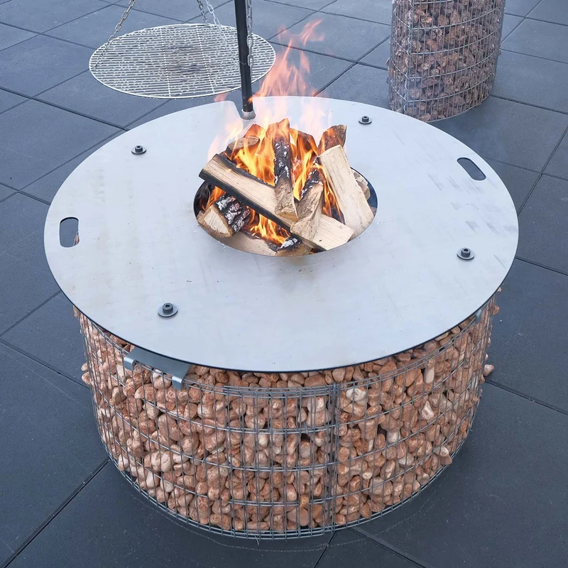 bellissa Sole Grillring Grillplatte Feuerplatte für Grillrost & Feuerschale rund Antihaft Funktion