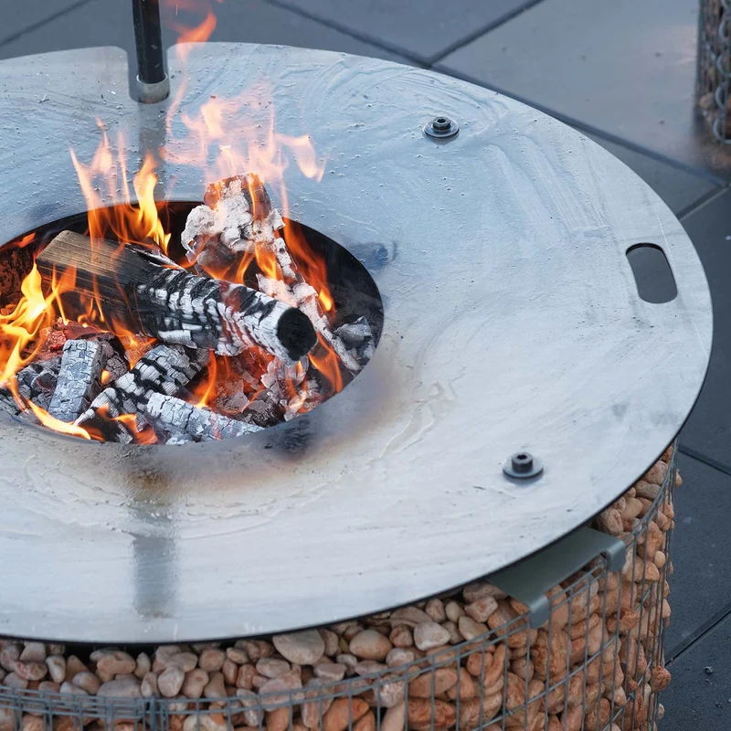 bellissa Sole Grillring Grillplatte Feuerplatte für Grillrost & Feuerschale rund Antihaft Funktion