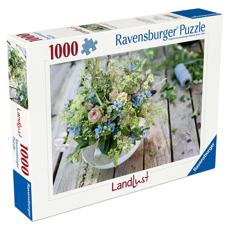 Puzzle "Sommerlicher Wiesenstrauß mit himmelblauem Südstern" (1000 Teile)