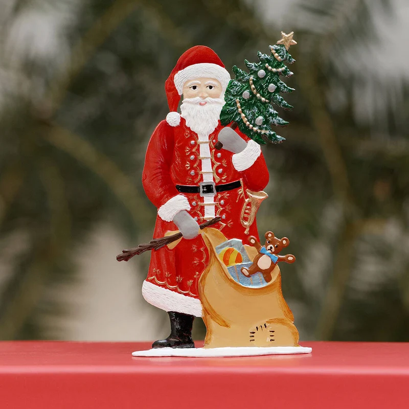 Zinnfigur Weihnachtsmann mit Tanne (stehend)