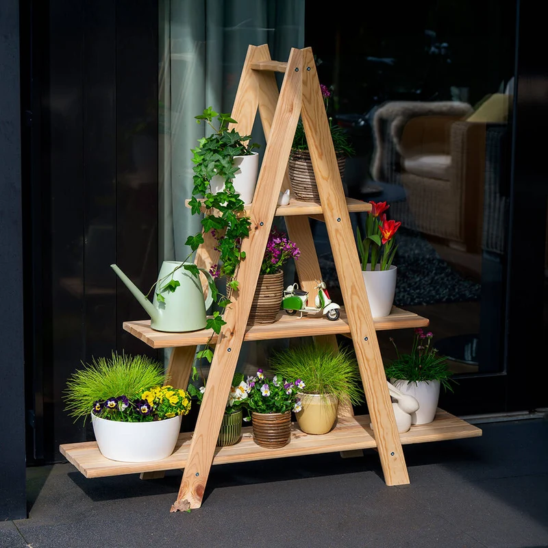 Blumenregal Pyramide aus Kiefernholz