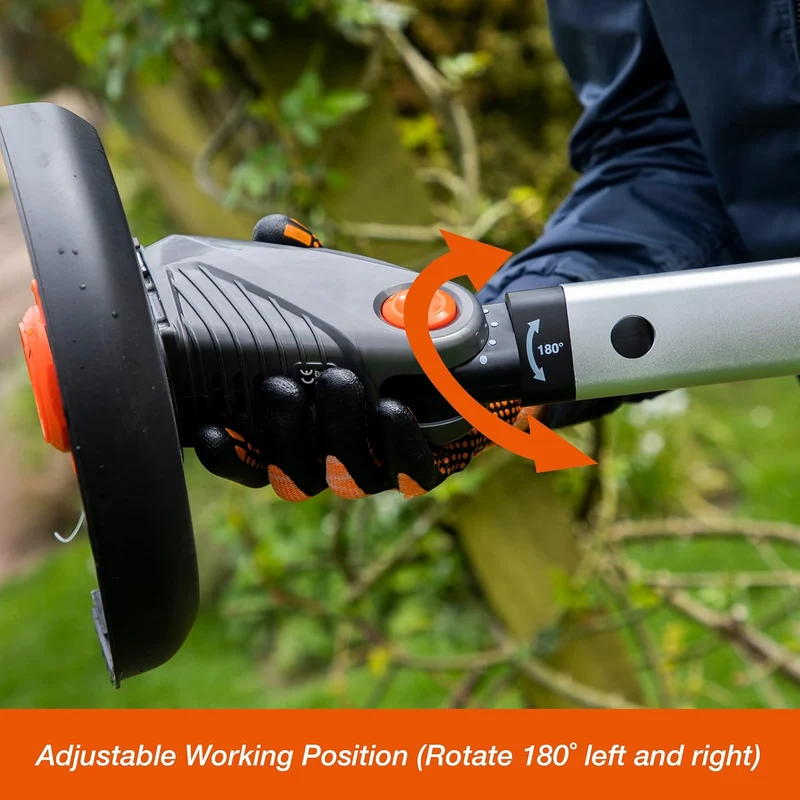 Yard Force iFlex LT F23 Akku-Rasentrimmer (12V, 4,0 Ah Akku) – Urban Gardening Trimmer mit bürstenlosem Motor, 23 cm Schnittbreite & 180° drehbarem Kopf