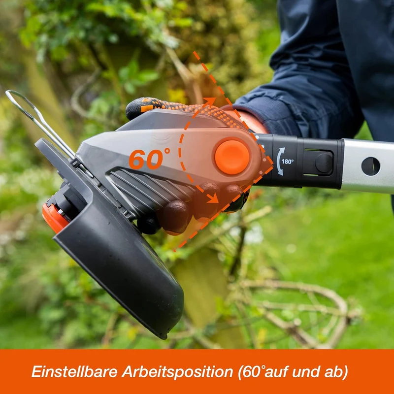 Yard Force iFlex LT F23 Akku-Rasentrimmer (12V, 4,0 Ah Akku) – Urban Gardening Trimmer mit bürstenlosem Motor, 23 cm Schnittbreite & 180° drehbarem Kopf