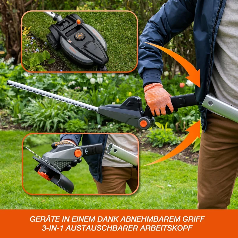 Yard Force iFlex LT F23 Akku-Rasentrimmer (12V, 4,0 Ah Akku) – Urban Gardening Trimmer mit bürstenlosem Motor, 23 cm Schnittbreite & 180° drehbarem Kopf