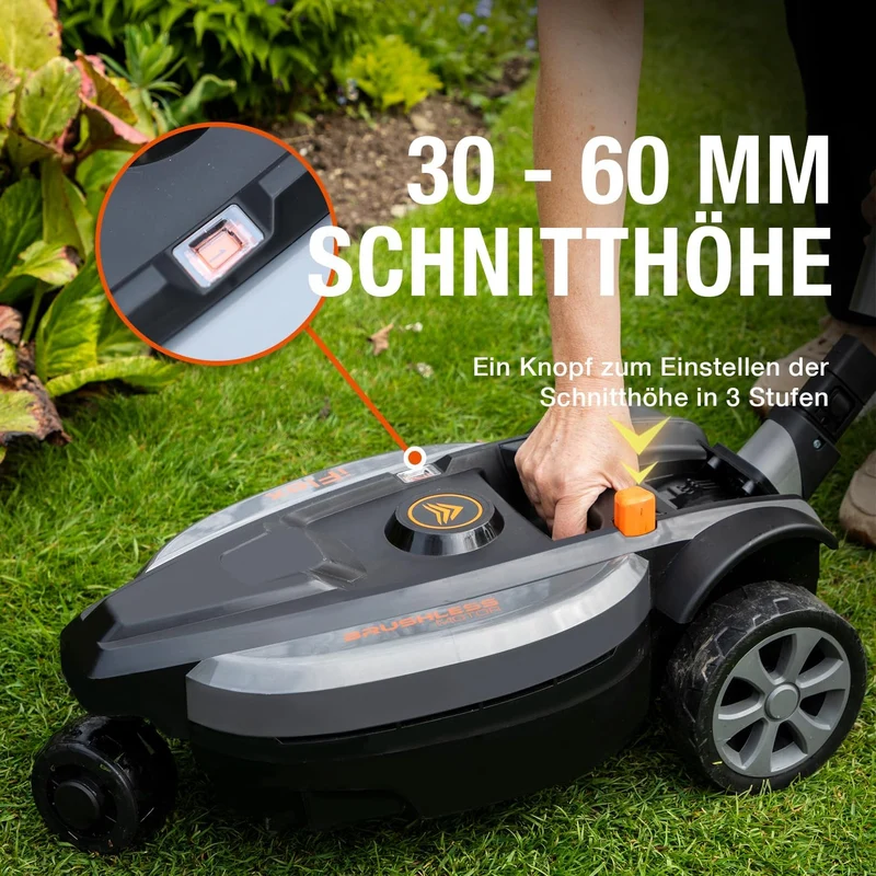 Yard Force iFlex LM F23 Kompakter Akku-Rasenmäher (12V 4Ah, 23 cm) – Wendiger Mulchmäher für Stadtgärten (bis 50 m²) mit 360°-Gelenk & Wechselgriff