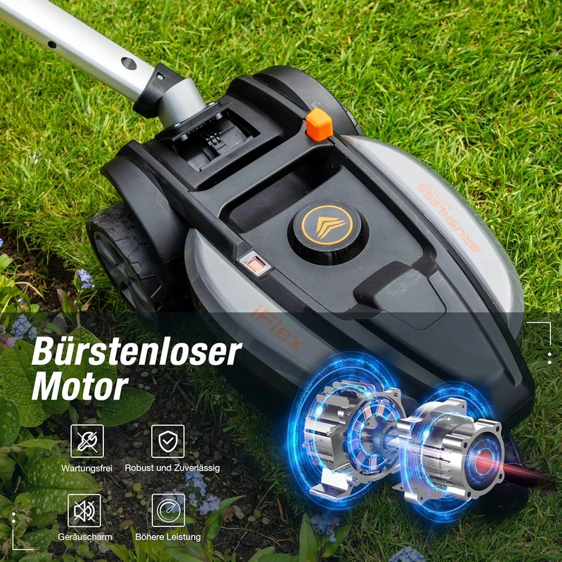 Yard Force iFlex LM F23 Kompakter Akku-Rasenmäher (12V 4Ah, 23 cm) – Wendiger Mulchmäher für Stadtgärten (bis 50 m²) mit 360°-Gelenk & Wechselgriff