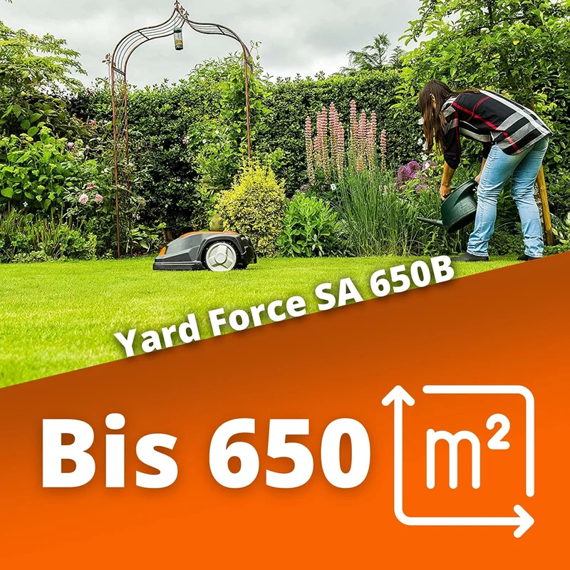 YARD FORCE Mähroboter SA650B – Smarter Rasenmäher-Roboter für bis zu 650 m² (App-Steuerung, Bluetooth, bürstenloser Motor)