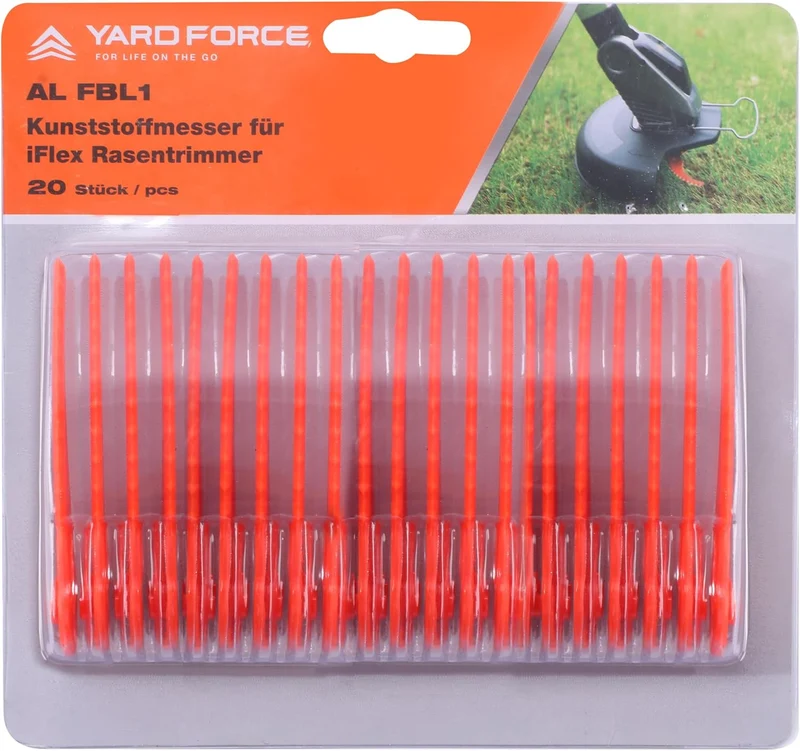 Yard Force 20er-Pack Ersatz-Kunststoffmesser AL FBL1 für 12V iFlex Rasentrimmer LT F23 – Langlebig, Sicher, Umweltfreundlich