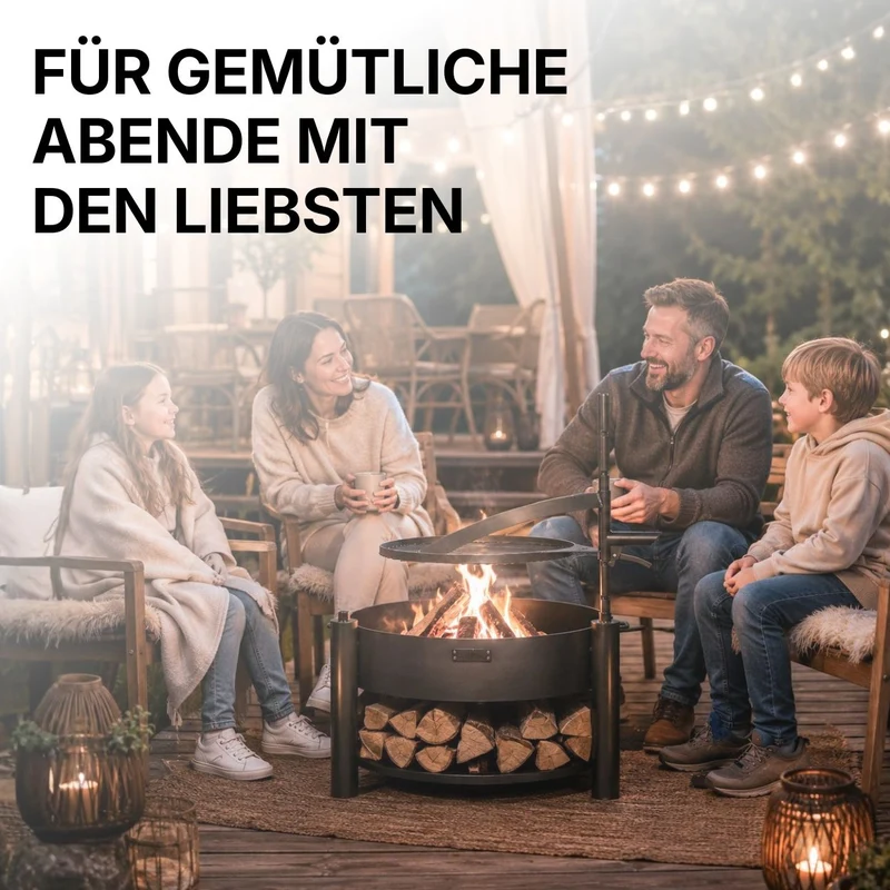 CookKing Feuerschale Montana X inkl. Holzlager & Zubehör