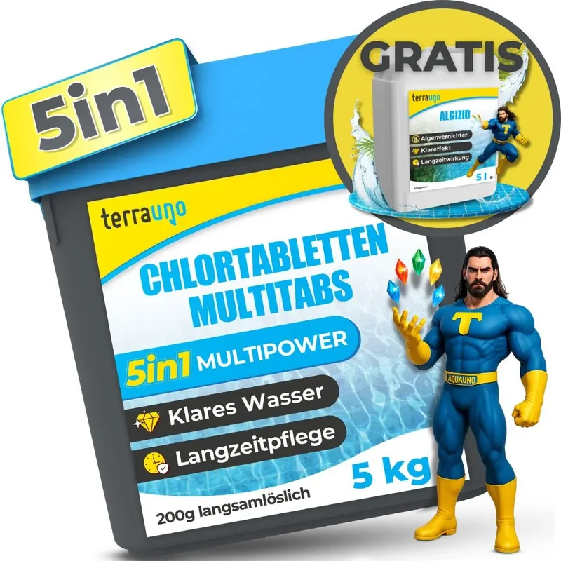 Chlortabletten 5 in 1 - 200g für Pools – Multitabs zur Langzeitpflege