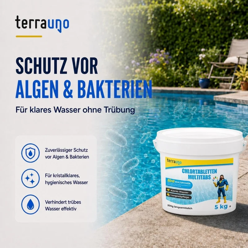 Chlortabletten 5 in 1 - 200g für Pools – Multitabs zur Langzeitpflege