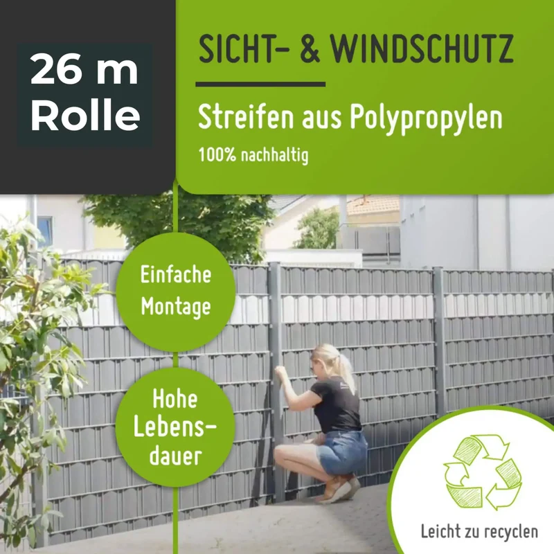 Sichtschutzstreifen | PP| Polypropylen | Lederoptik