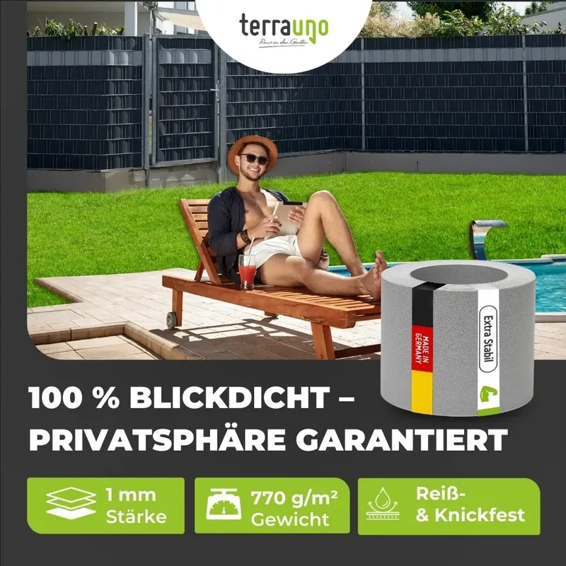 Sichtschutzstreifen | PP| Polypropylen | Lederoptik
