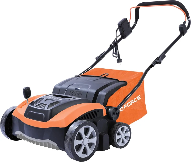 Yard Force 1500W Elektro-Vertikutierer & Rasenlüfter EA U36A – 36 cm Arbeitsbreite, 3-in-1 Funktion, 45L Fangsack, 6-fache Tiefeneinstellung, bis 800 m²