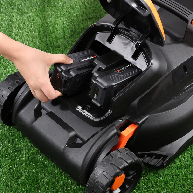 Yard Force 20V Akku-Rasenmäher LM C37B – 37 cm Schnittbreite, inkl. 2x 20V 4,0 Ah Akkus & Torque-Boost Technologie, 40L Fangkorb mit Mulchfunktion