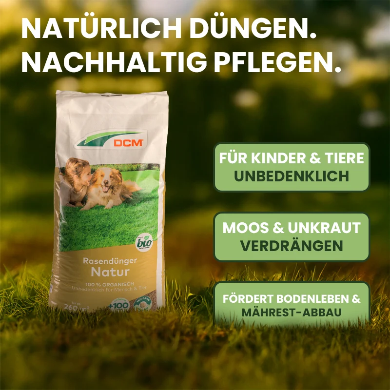 DCM Rasendünger Natur 7-3-10 – mit Bacillus sp.