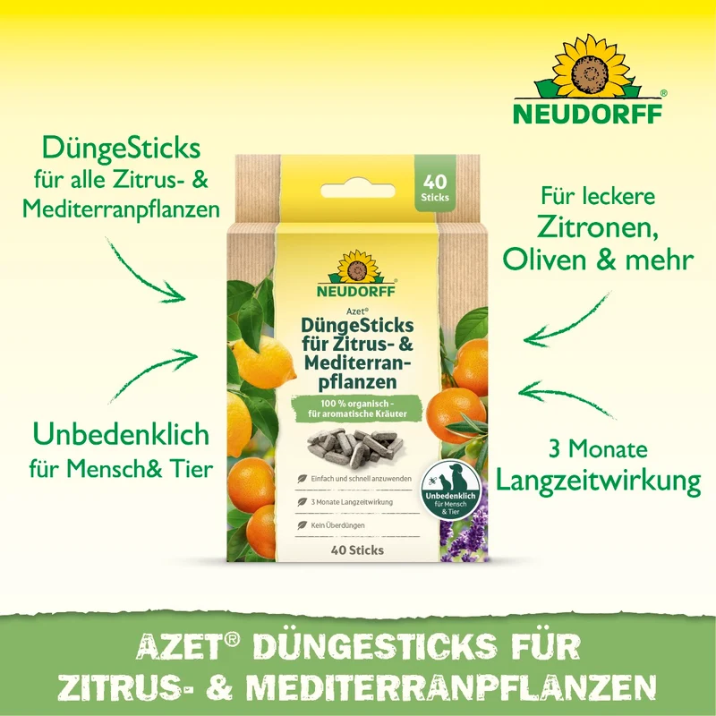 Azet Düngesticks für Zitrus- & Mediterranpflanzen