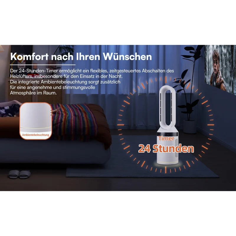 BE COOL Rotorloser 2in1 Turmheizlüfter mit Ventilatorfunktion