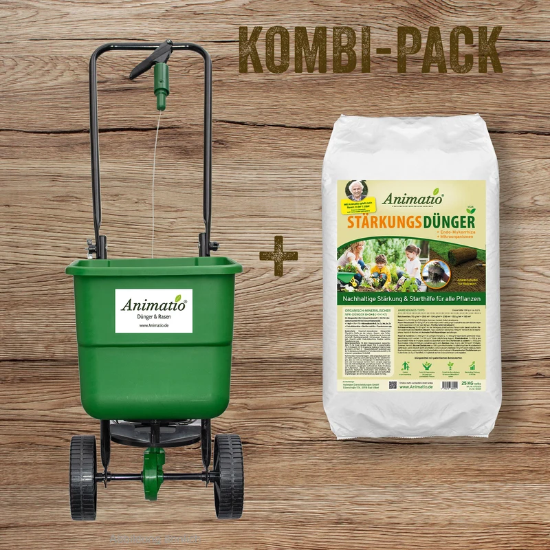 Kombi-Pack: Animatio Blitz Tellerstreuer + 25 kg Stärkungsdünger