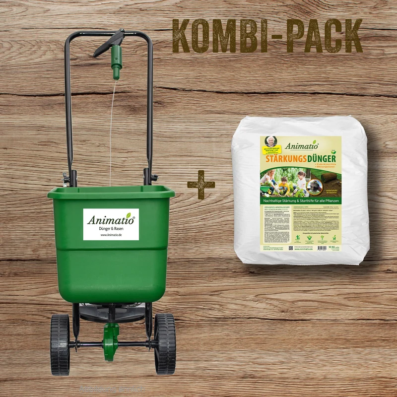 Kombi-Pack: Animatio Blitz Tellerstreuer + 10 kg Stärkungsdünger