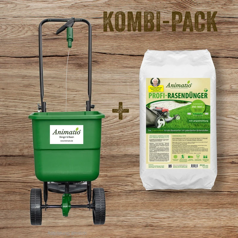 Kombi-Pack: Animatio Blitz Tellerstreuer + 25 kg Profi Rasendünger